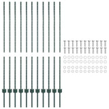 Embedded Fence Post 11 pcs Green 180 cm Powder-Coated Steel 42006269