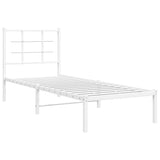 Metal Bed Frame without Mattress with Headboard White 75x190cm 355600