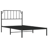 Metal Bed Frame without Mattress with Headboard Black 107x203cm 373883