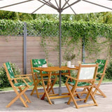 5 Piece Garden Dining Set Leaf Pattern Fabric and Solid Wood 3281704