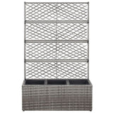 Trellis Raised Bed with 3 Pots 83x30x130 cm Poly Rattan Grey 46935