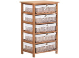 5 Drawer Dresser Wicker Basket Storage Shelf Unit Wooden Frame Home Organisation Cabinet Bedroom T3398P344191