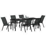 Garden Dining Set 7 pcs Black Powder-coated Steel 3379119