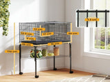 Bird Cage with Divider, 4 Wooden Perches, Slide Out Tray, 4 Feeders, for Budgie, Lovebird, Canary, T3398P376234