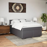 Box Spring Bed with Mattress Grey 140x200 cm Faux Leather 3286126