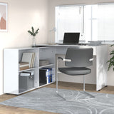 ZNTS Corner Desk High Gloss White Engineered Wood 342661