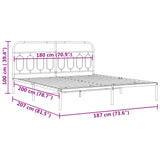 Metal Bed Frame without Mattress with Headboard Black 180x200cm 377121