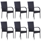 Garden Dining Set Black PE rattan Medium Stackable 3156669