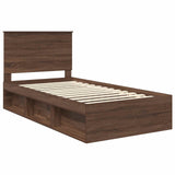 Bed Frame with Headboard Brown Oak 100 x 200 cm Solid Pine Wood 3411052
