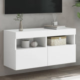 TV Wall Cabinet with LED Lights White 80x30x40 cm 837197