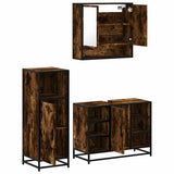 3 Piece Bathroom Furniture Set Smoked Oak Engineered Wood 3301002