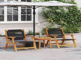 Garden Chairs with Table 3 pcs Black Solid Acacia Wood 3214437