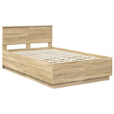 Bed Frame Sonoma Oak 120 x 190 cm Engineered Wood 3408091