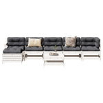 ZNTS 7 Piece Garden Lounge Set White Solid Wood Pine 3250617