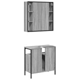 2 Piece Bathroom Furniture Set Grey Sonoma Engineered Wood 3214718