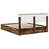 Storage Bed with Drawer Smoked Oak 160 x 200 cm Engineered Wood 3410781