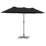 Garden Parasol Black 370 x 197 x 239 cm Polyester and Aluminium 42003371