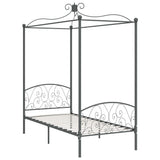 Bed Frame Grey Metal, Plywood Single Bed Frame Rectangular 284481