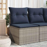 Garden Sofa with Cushion Grey 55 x 62 x 69 cm Poly Rattan 366147