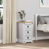 Bedside Table Corona White 35 x 32.5 x 58 cm Solid Pine Wood 42021184