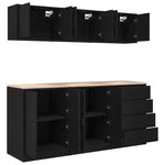 ZNTS Garage Cabinets 6 pcs Black Engineered Wood 3328342