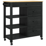 Kitchen Trolley MONZA Black 84 x 40 x 88.5 cm Solid Pine Wood 42027042