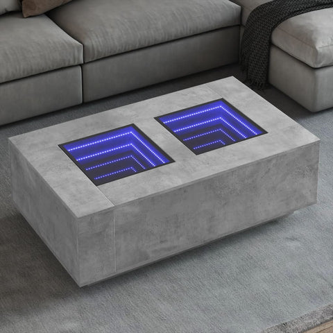 ZNTS Coffee Table with Infinity LED Concrete Grey 116x69x40 cm 3284059