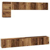 TV Cabinet Set Wall-mounted 5 pcs Old Wood Engineered Wood 3393195