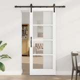 Sliding Door ORKDAL White 78 x 202 cm Solid Pine Wood and Glass 3331936