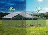 10 x 10 ft Large Metal Chicken Coop, Walk-in Poultry Cage Chicken Hen Run House with Waterproof 97159407