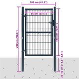 2D Fence Gate Anthracite Grey 100x180 cm 141745