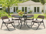 2pcs Black Patterned Padded Folding Chairs, Conference Event Chairs with Soft Seat , 20404323