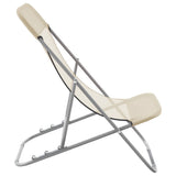 Folding Beach Chairs 2 pcs Cream Textilene&Powder-coated Steel 360192