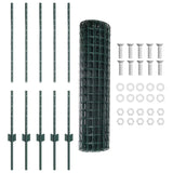 Fence with Posts Green 1 x 10 m Steel 3335983