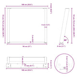 Dining Table Legs U-Shaped 2 pcs Black 100x cm Steel 4012804