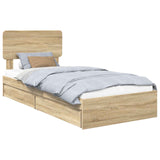Storage Bed with Drawer Sonoma Oak 90 x 200 cm Engineered Wood 3412313