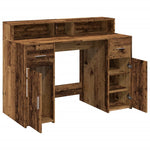 Desk with LED Lights Old Wood 120x55x91 cm Engineered Wood 3309418