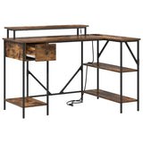 Desk with Drawer Smoked Oak 120 x 79 x 86.5 cm Engineered Wood 859402