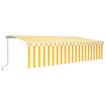 ZNTS Manual Retractable Awning with Blind&LED 6x3m Yellow&White 3069363