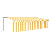 ZNTS Manual Retractable Awning with Blind&LED 6x3m Yellow&White 3069363