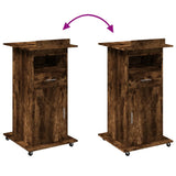 Lectern with Wheels & Drawer Smoked Oak 55x55x107 cm Engineered Wood 848028