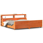 ZNTS Bed Frame without Mattress Wax Brown 200x200 cm Solid Wood Pine 3306449