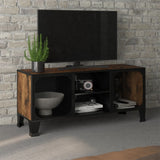 TV Cabinet Rustic Brown 105x36x47 cm Metal and MDF 335909