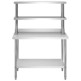 Kitchen Work Table with Overshelf 120x60x150 cm Stainless Steel 3054471