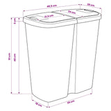 Garbage Bin White 48.5 x 28 x 51 cm PP 42033395