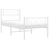 Metal Bed Frame without Mattress with Footboard White 107x203cm 372340