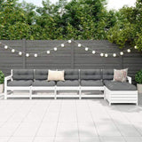 6 Piece Garden Sofa Set White Solid Wood Pine 3250861