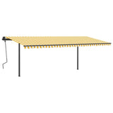 Manual Retractable Awning with LED 6x3 m Yellow and White 3070203