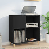 Record Cabinet Black Engineered wood, solid eucalyptus wood Medium 831990