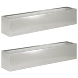 Garden Planter 2 pcs Silver 80 x 20 x 20 cm Stainless Steel 8005171